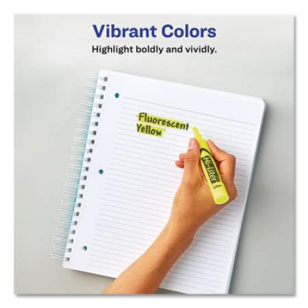 Avery HI-LITER Desk-Style Highlighters, Fluorescent Yellow Ink, Chisel Tip, Yellow/Black Barrel, Dozen (24000)