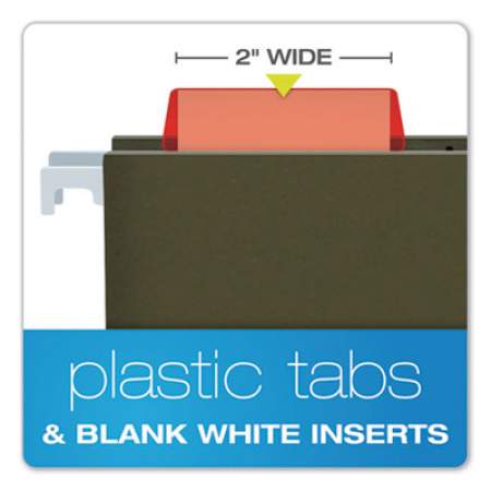 Pendaflex TRANSPARENT COLORED TABS FOR HANGING FILE FOLDERS, 1/5-CUT TABS, RED, 2" WIDE, 25/PACK (42 RED)
