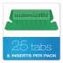 Pendaflex TRANSPARENT COLORED TABS FOR HANGING FILE FOLDERS, 1/5-CUT TABS, GREEN, 2" WIDE, 25/PACK (42 GRE)