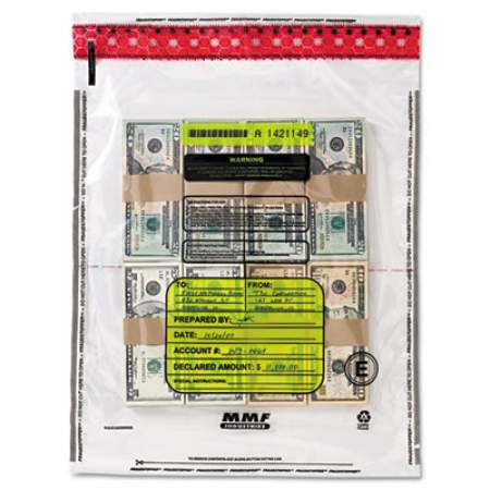 MMF 8 Bundle Capacity Tamper-Evident Cash Bags, 20 x 20, Clear, 250 Bags/Box (2362006N20)