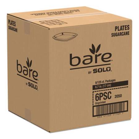 Dart Bare Eco-Forward Sugarcane Dinnerware, Plate, 6.7" dia, Ivory, 125/Pack, 8 Packs/Carton (6PSC2050CT)