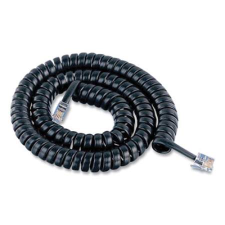 Power Gear Coiled Phone Cord, Plug/Plug, 12 ft, Black (2763986177)