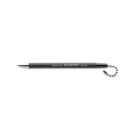 MMF Secure-A-Pen Antimicrobial Replacement Ballpoint Counter Pen, Medium 1 mm, Black Ink, Black (28704)