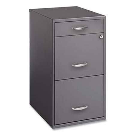 Office Designs Three-Drawer Utility File Cabinet, 14.5w x 18d x 27.13h, Charcoal (892639)