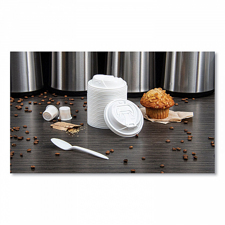Optima Reclosable Lid, Fits 12 oz to 24 oz Hot Cups, Plastic, White, 100/Pack, 10 Packs/Carton (16RCL)