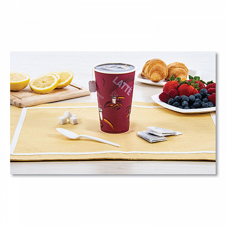 Paper Hot Drink Cups in Bistro Design, 16 oz, Maroon, 1,000/Carton (316SI)