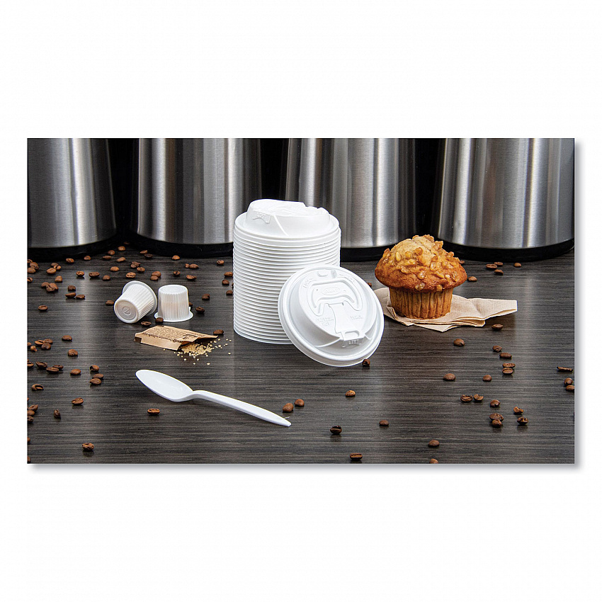 Optima Reclosable Lid, Fits 12 oz to 24 oz Hot Cups, Plastic, White, 100/Pack (16RCLPK)