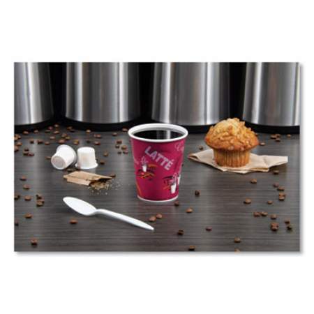 Dart Solo Paper Hot Drink Cups in Bistro Design, 10 oz, Maroon, 1,000/Carton (370SI)