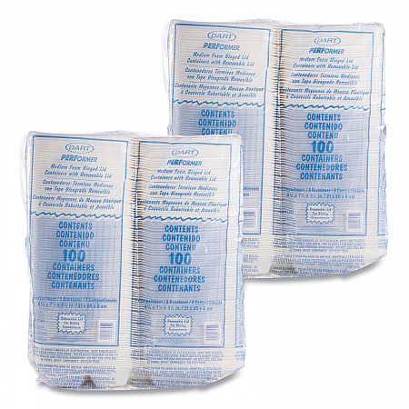 Foam Hinged Lid Containers, 3 Compartments, 8.38 x 7.78 x 3.25, 200/Carton (85HT3R)