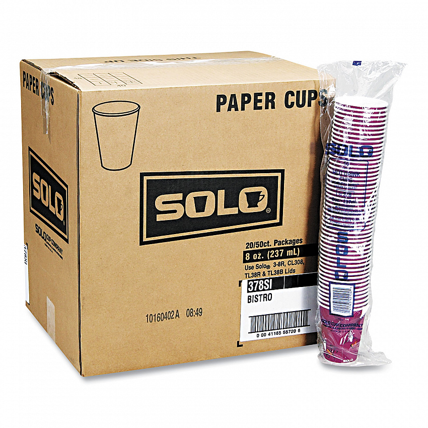 Paper Hot Drink Cups in Bistro Design, 3.35" Diameter x 3.82" h, 10 oz, Maroon, 1,000/Carton (370SI)