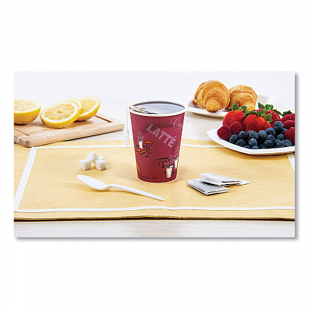 Paper Hot Drink Cups in Bistro Design, 12 oz, Maroon, 50/Bag, 20 Bags/Carton (412SIN)