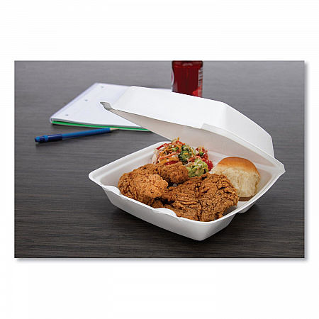 Foam Hinged Lid Containers, 3 Compartments, 8.38 x 7.78 x 3.25, 200/Carton (85HT3R)