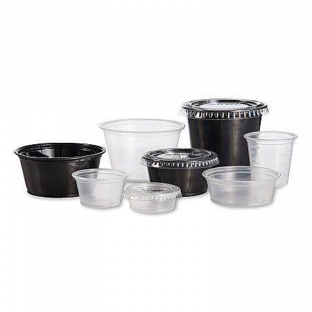 Conex Complements Portion/Medicine Cups, 3.25 oz, Plastic, Black, 125/Bag, 20 Bags/Carton (325PCBLK)