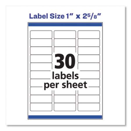 Avery Easy Peel White Address Labels w/ Sure Feed Technology, Inkjet Printers, 1 x 2.63, White, 30/Sheet, 25 Sheets/Pack (8160)