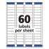 Avery Easy Peel White Address Labels w/ Sure Feed Technology, Inkjet Printers, 0.66 x 1.75, White, 60/Sheet, 25 Sheets/Pack (8195)