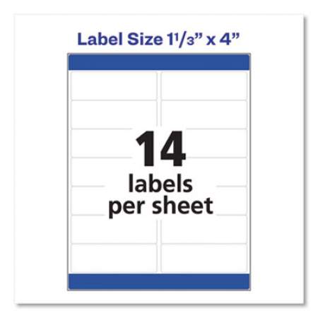Avery Easy Peel White Address Labels w/ Sure Feed Technology, Laser Printers, 1.33 x 4, White, 14/Sheet, 250 Sheets/Box (5962)
