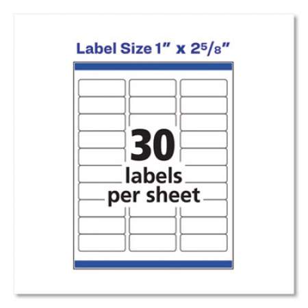 Avery Easy Peel White Address Labels w/ Sure Feed Technology, Inkjet Printers, 1 x 2.63, White, 30/Sheet, 100 Sheets/Box (8460)