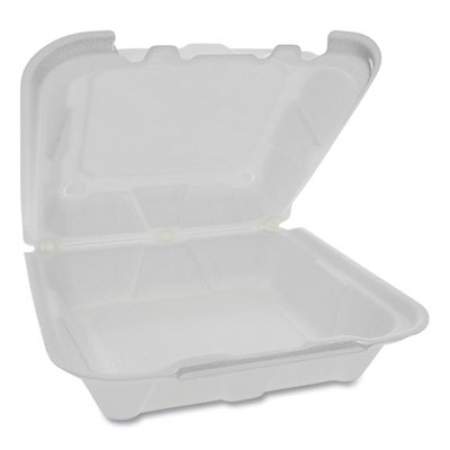 Pactiv Evergreen Foam Hinged Lid Containers, Dual Tab Lock, 8.42 x 8.15 x 3, White, 150/Carton (YTD188010000)