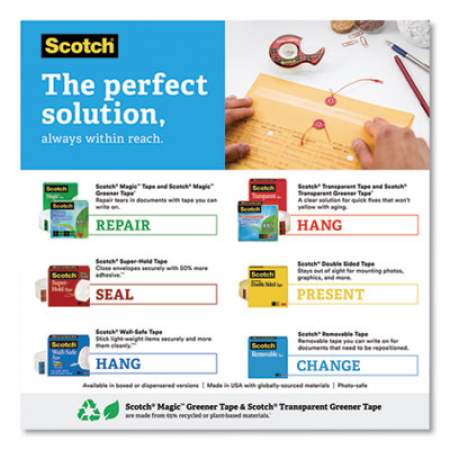 Scotch Transparent Tape, 1" Core, 0.75" x 27.77 yds, Crystal Clear, 3/Pack (600K3)