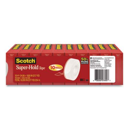 Scotch Super-Hold Tape Refill, 1" Core, 0.75" x 27.77 yds, Crystal Clear, 10 Rolls/Pack (700K10)