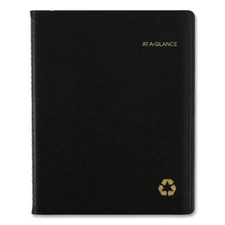 AT-A-GLANCE Recycled Weekly Vertical-Column Format Appointment Book, 11 x 8.25, Black Cover, 12-Month (Jan to Dec): 2022 (70950G05)