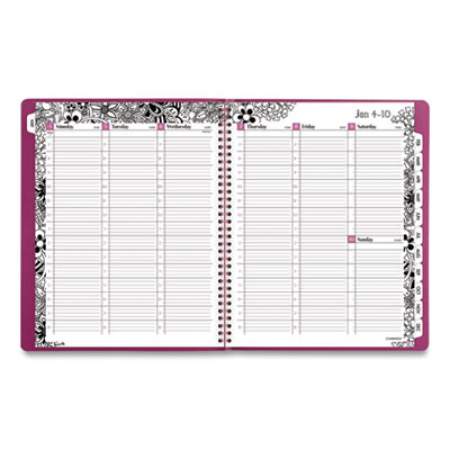 Cambridge Floradoodle Weekly/Monthly Professional Planner, Adult Coloring Artwork, 11 x 8.5, B/W Cover, 13-Month (Jan-Jan): 2022-2023 (589905)