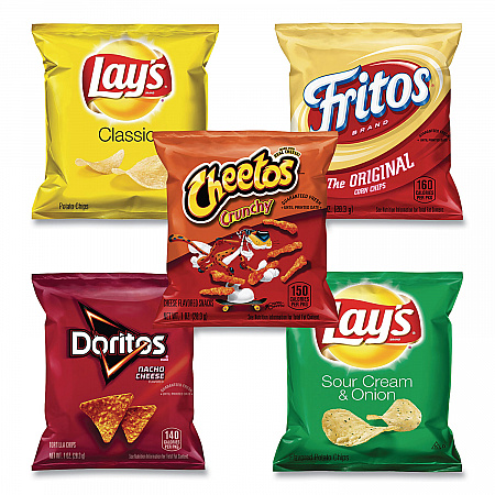 Potato Chips Bags Variety Pack, Assorted Flavors, 1 oz Bag, 50 Bags/Carton (22000403)