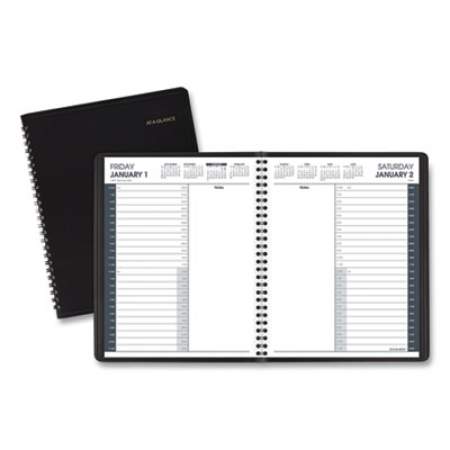 AT-A-GLANCE 24-Hour Daily Appointment Book, 8.75 x 7, Black Cover, 12-Month (Jan to Dec): 2022 (7082405)