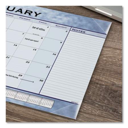 AT-A-GLANCE Slate Blue Desk Pad, 22 x 17, White Sheets, Clear Corners, 12-Month (Jan to Dec): 2022 (89701)