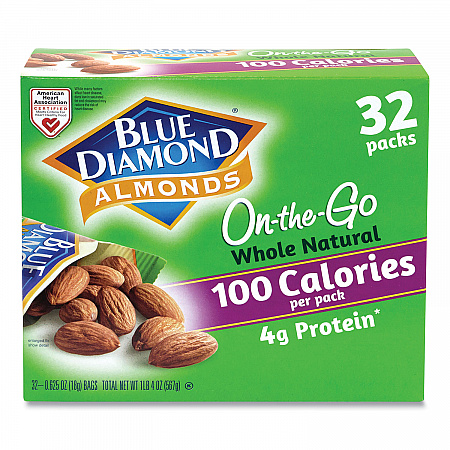 Whole Natural Almonds On-the-Go, 0.63 oz Pouch, 32 Pouches/Carton (22000512)