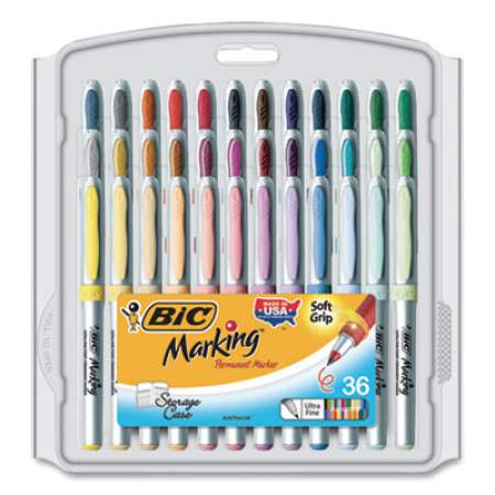 BIC Intensity Ultra Fine Tip Permanent Marker, Extra-Fine Needle Tip, Assorted Vivid Fashion Colors, 36/Pack (809229)