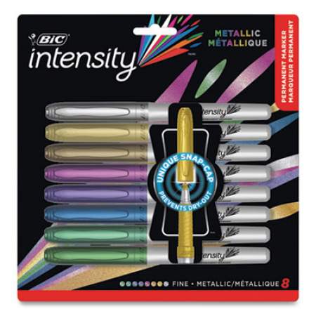 BIC Intensity Fine Tip Permanent Marker, Fine Bullet Tip, Assorted Metallic Colors, 8/Pack (GMPMP81AST)