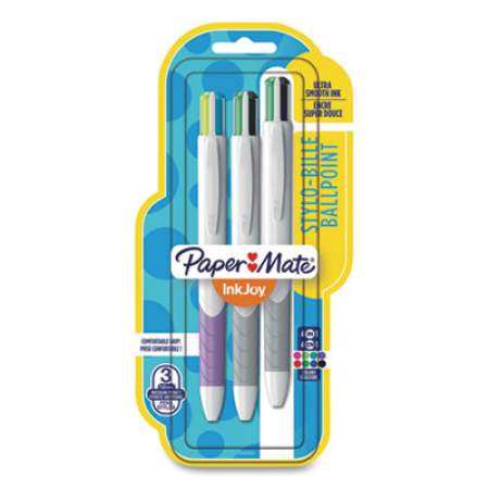Paper Mate InkJoy Quatro Multi-Function Ballpoint Pen, Retractable, Medium 1mm, Assorted Business/Fashion Ink Colors, White Barrel, 3/PK (1832419PK)