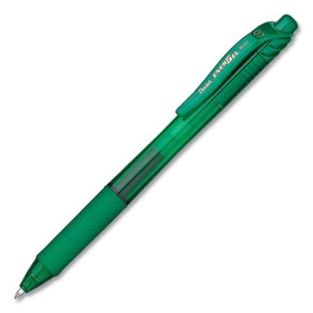 Pentel EnerGel-X Gel Pen, Retractable, Medium 0.7 mm, Green Ink, Green Barrel, Dozen (343573)