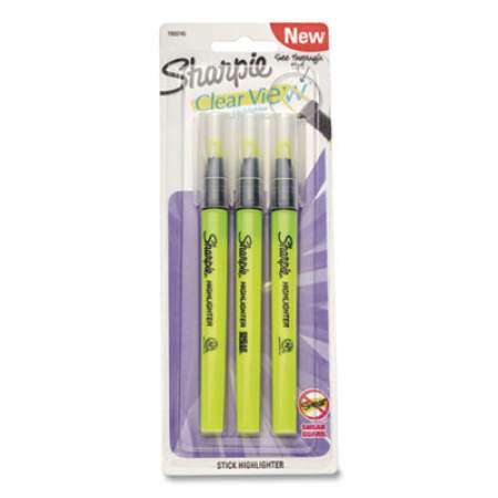 Sharpie Clearview Pen-Style Highlighter, Fluorescent Yellow Ink, Chisel Tip, Yellow/Black/Clear Barrel, 3/Pack (1971248)