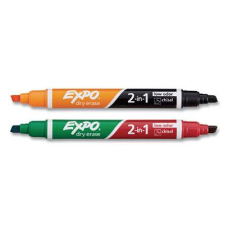 EXPO 2-in-1 Dry Erase Markers, Medium Chisel Tip, Assorted Colors, 2/Pack (1944654)
