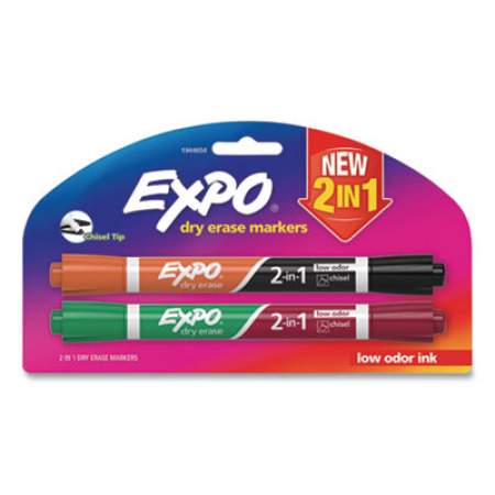 EXPO 2-in-1 Dry Erase Markers, Medium Chisel Tip, Assorted Colors, 2/Pack (1989945)