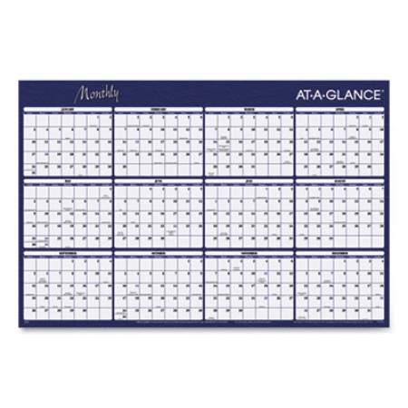 AT-A-GLANCE Reversible Horizontal Erasable Wall Planner, 48 x 32, Assorted Sheet Colors, 12-Month (Jan to Dec): 2022 (A152)