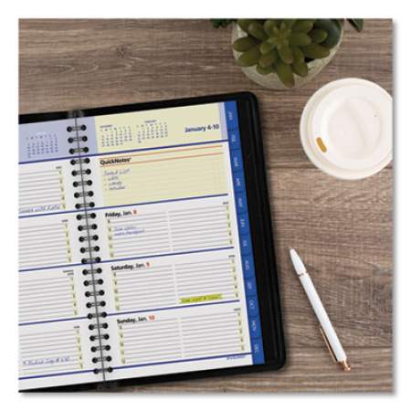 AT-A-GLANCE QuickNotes Weekly Block Format Appointment Book, 8.5 x 5.5, Black Cover, 12-Month (Jan to Dec): 2022 (760205)