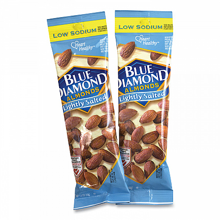 Low Sodium Lightly Salted Almonds, 1.5 oz Tube, 12 Tubes/Carton (22000736)