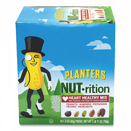 NUT-rition Heart Healthy Mix, 1.5 oz Tube, 18 Tubes/Carton (30700008)