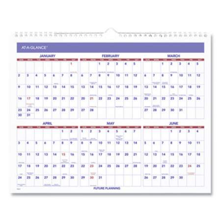 AT-A-GLANCE Monthly Wall Calendar, 15 x 12, White/Red/Blue Sheets, 12-Month (Jan to Dec): 2022 (PM828)