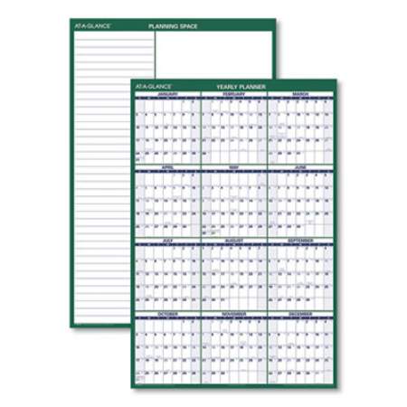 AT-A-GLANCE Vertical Erasable Wall Planner, 32 x 48, White/Green Sheets, 12-Month (Jan to Dec): 2022 (PM31028)