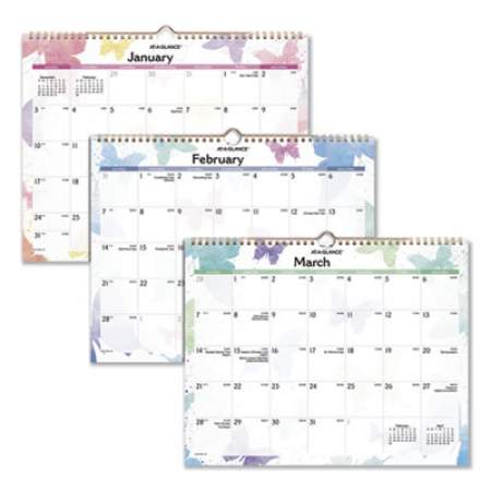 AT-A-GLANCE Watercolors Recycled Monthly Wall Calendar, Watercolors Artwork, 15 x 12, White/Multicolor Sheets, 12-Month (Jan-Dec): 2022 (PM91707)