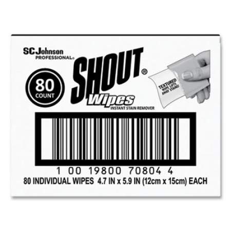 Shout Wipe and Go Instant Stain Remover, 4.7 x 5.9, 80 Packets/Carton (686661)