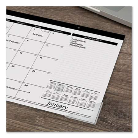 AT-A-GLANCE Compact Desk Pad, 18 x 11, White Sheets, Black Binding, Clear Corners, 12-Month (Jan to Dec): 2022 (SK1400)