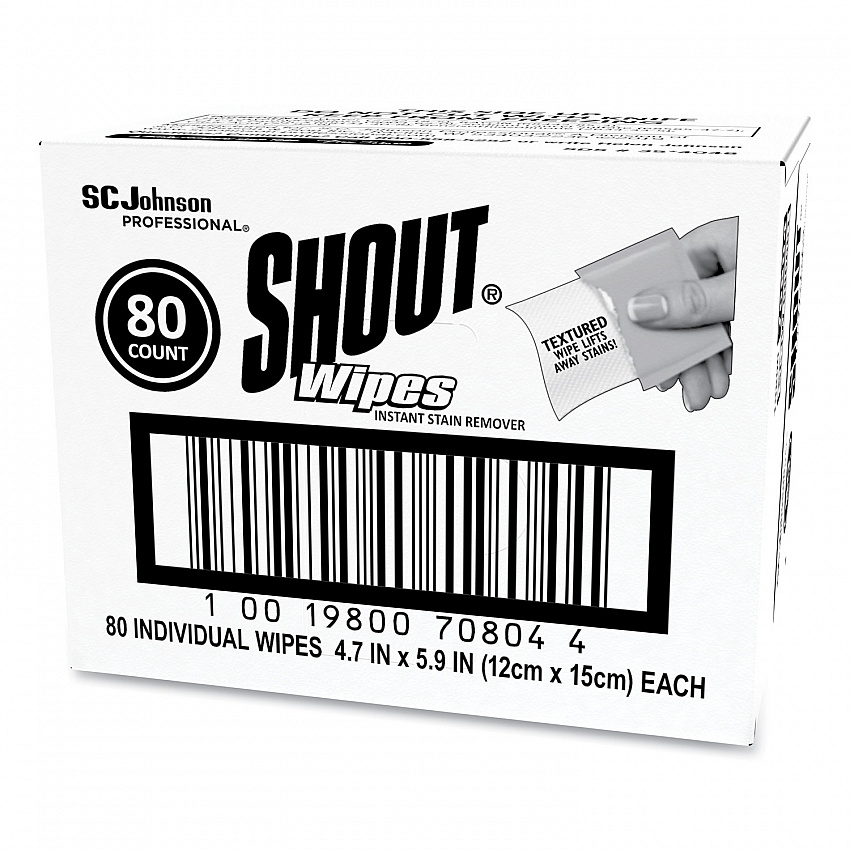 Wipe and Go Instant Stain Remover, 4.7 x 5.9, Unscented, White, 80 Packets/Carton (686661)