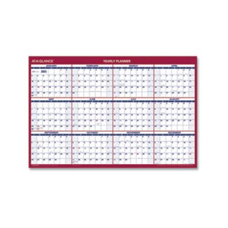 AT-A-GLANCE Erasable Vertical/Horizontal Wall Planner, 24 x 36, White/Blue/Red Sheets, 12-Month (Jan to Dec): 2022 (PM2628)