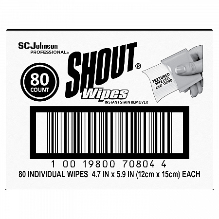 Wipe and Go Instant Stain Remover, 4.7 x 5.9, Unscented, White, 80 Packets/Carton (686661)