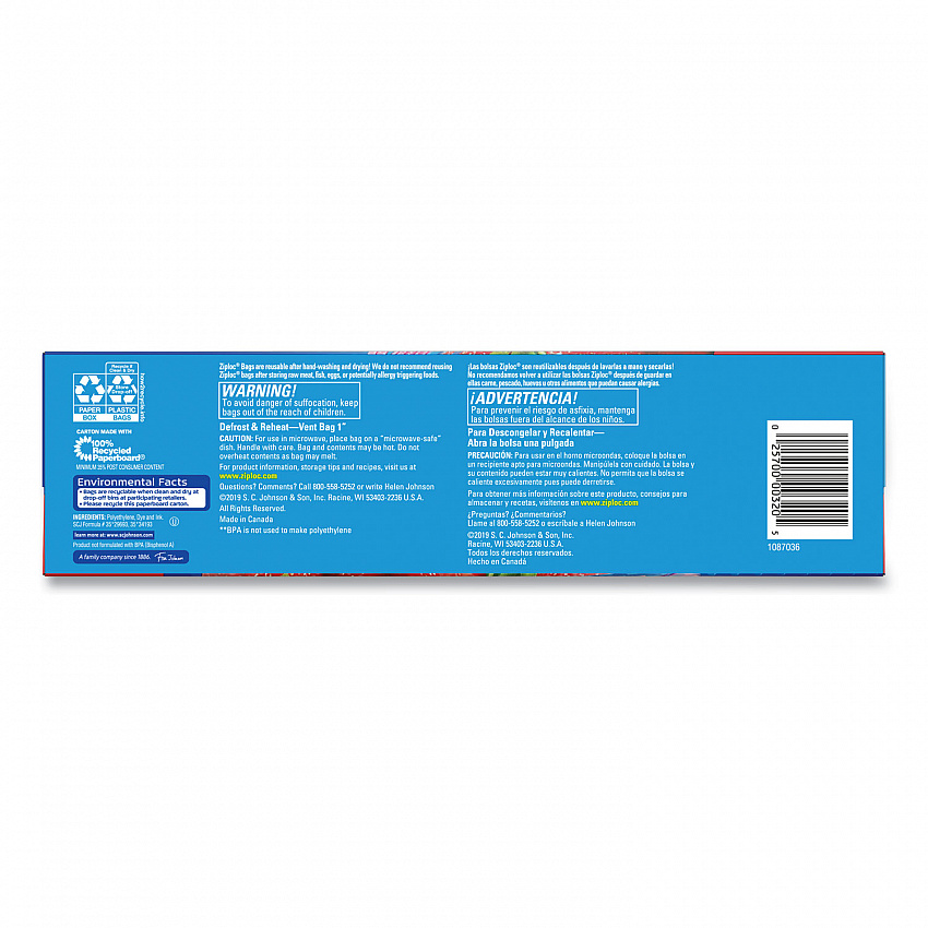 Double Zipper Storage Bags, Triple System Seal, Gallon, 10.56" x 10.75", Clear, 38 Bags/Box, 9 Boxes/Carton (383233)
